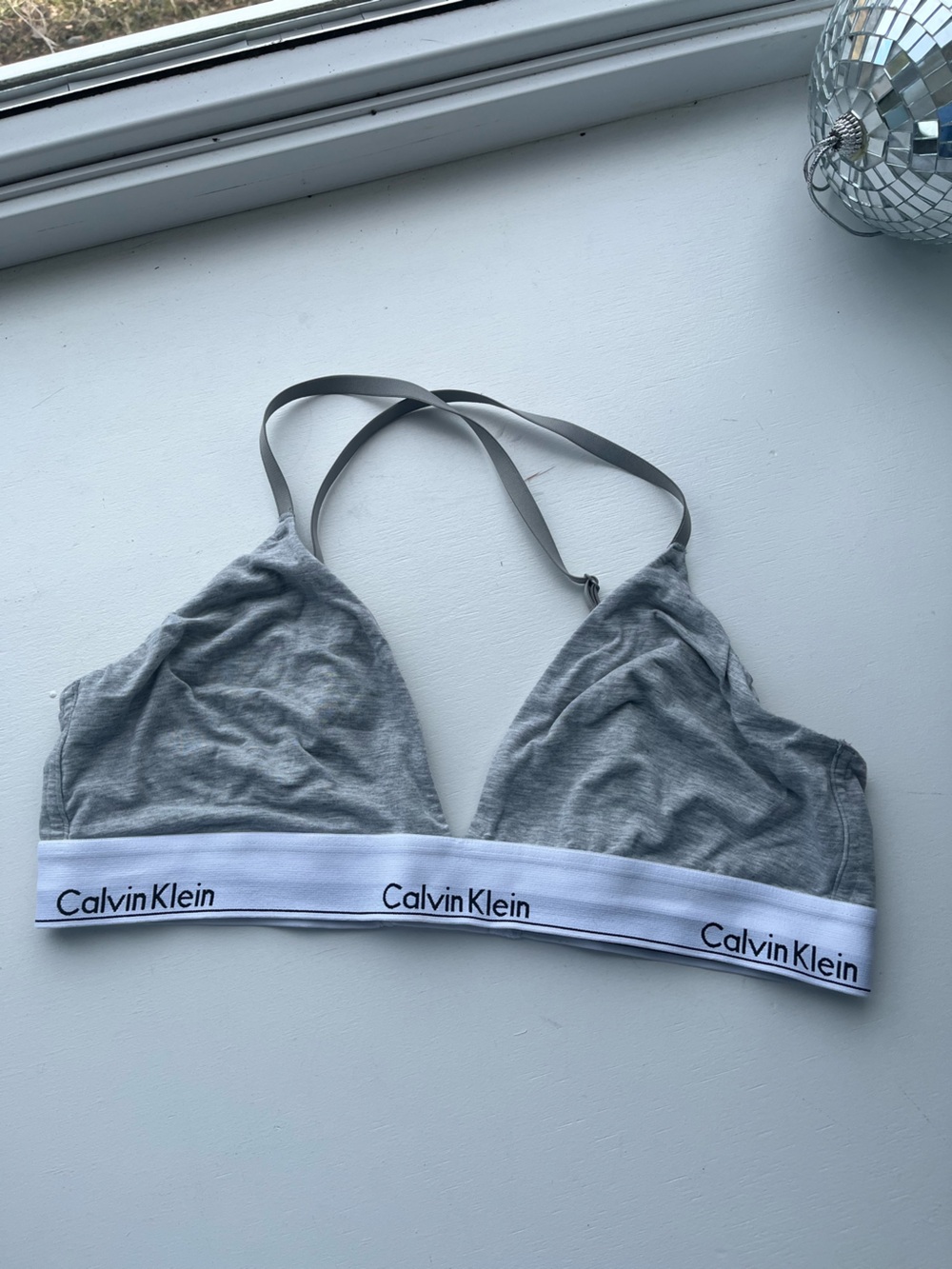 Calvin Klein Gray Logo Elastic Triangle Bralette